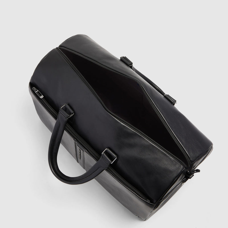 Leather Duffel Bag with Trolley Strap