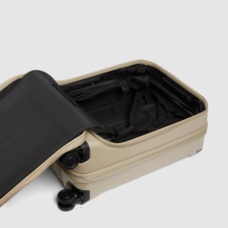 Cabin suitcase for laptop with dual opening
