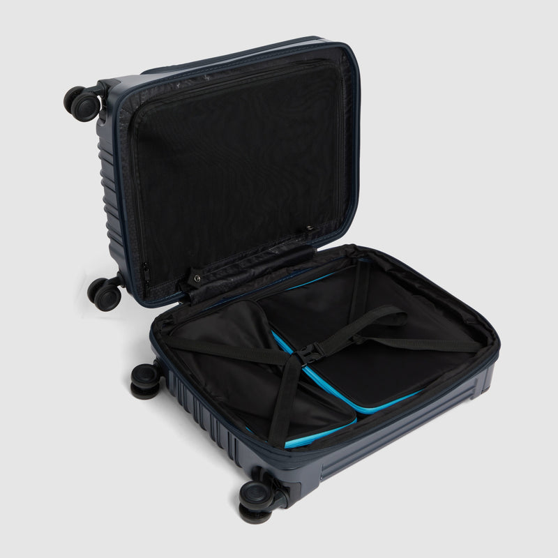 Cabin suitcase for laptop with dual opening