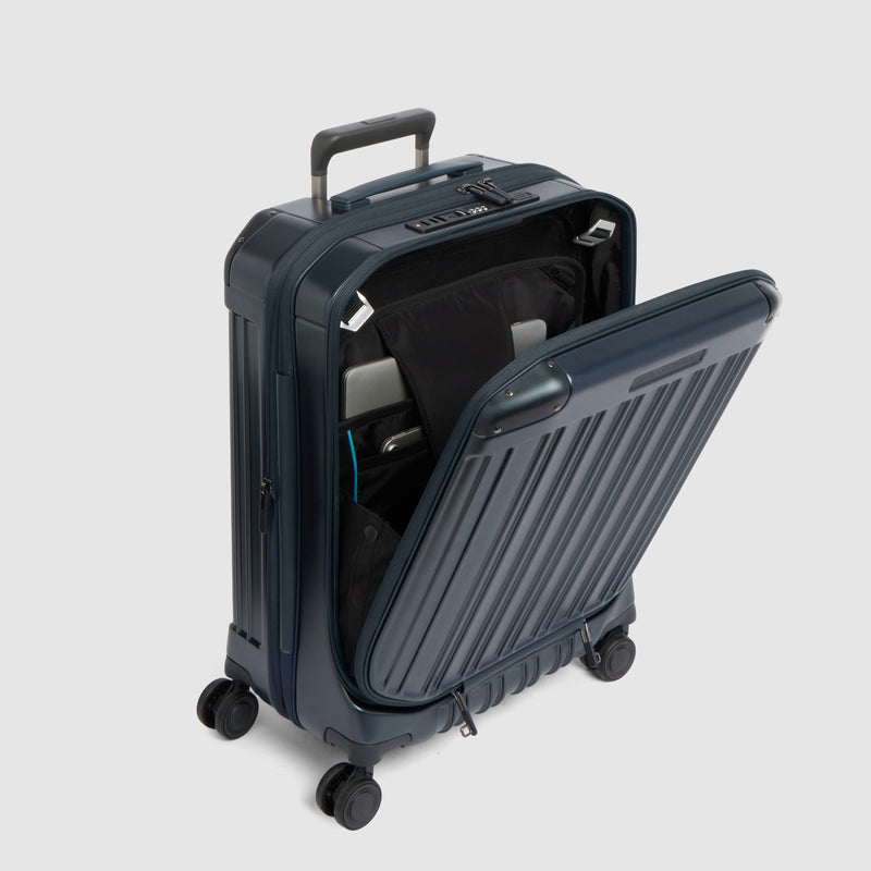 Cabin suitcase for laptop with dual opening