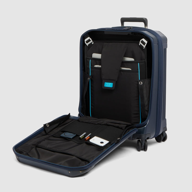 Cabin suitcase for laptop with dual opening
