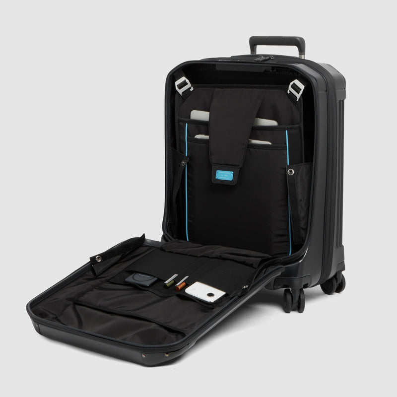 Cabin suitcase for laptop with dual opening