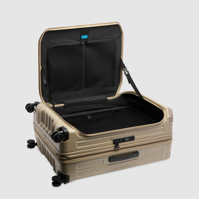 Large 4 wheel suitcase with dual opening
