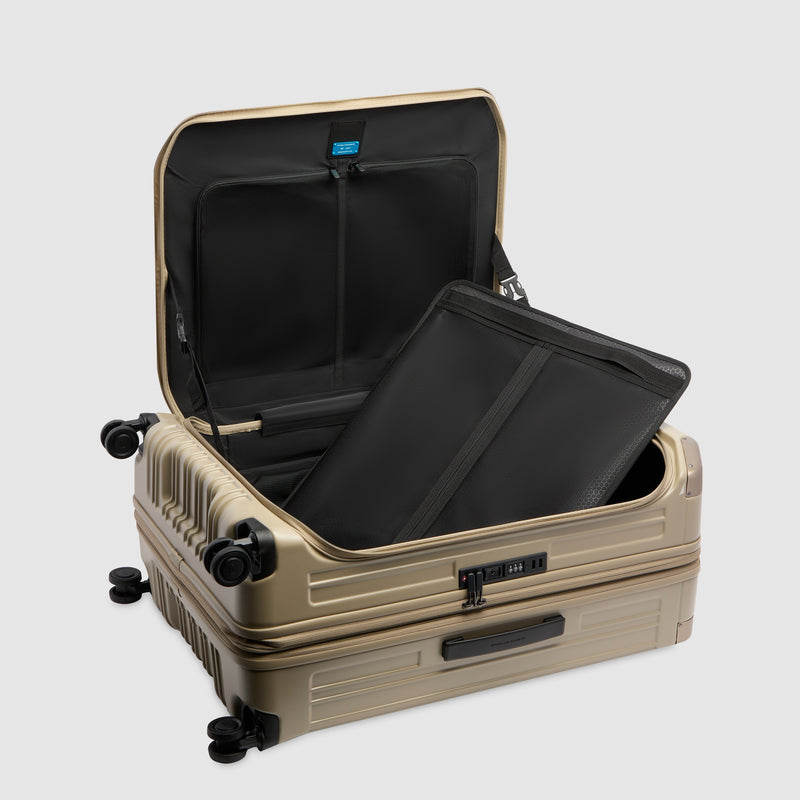Large 4 wheel suitcase with dual opening