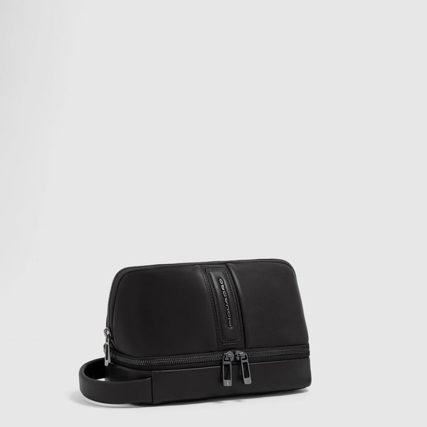 Men's Leather Toiletry Bag with Two Zip Compartments - 2