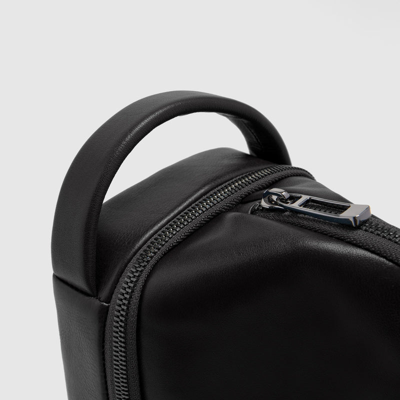 Men's Leather Toiletry Bag with Two Zip Compartments