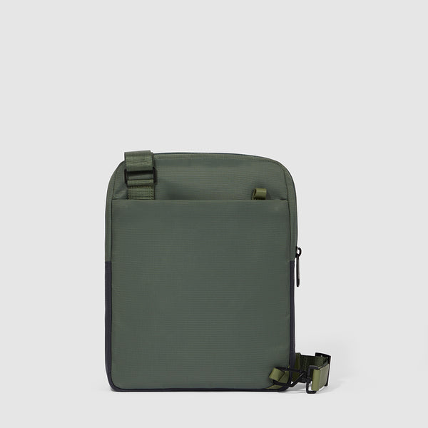 iPad® crossbody bag in recycled fabric and leather