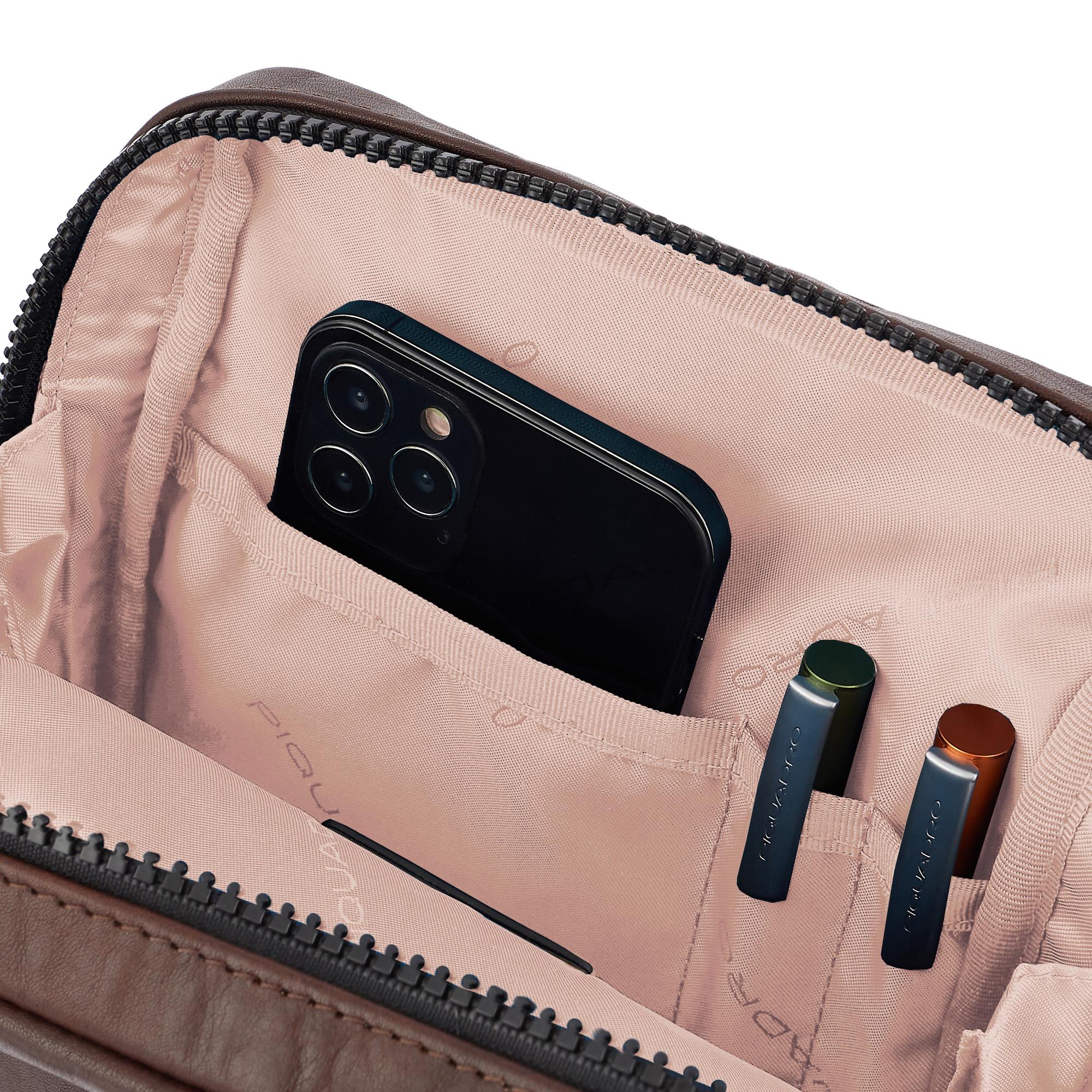 Borsello Uomo In Vera Pelle - Borsa A Tracolla Piccola Marrone Per IPad, IPhone E Viaggio - Foto 7