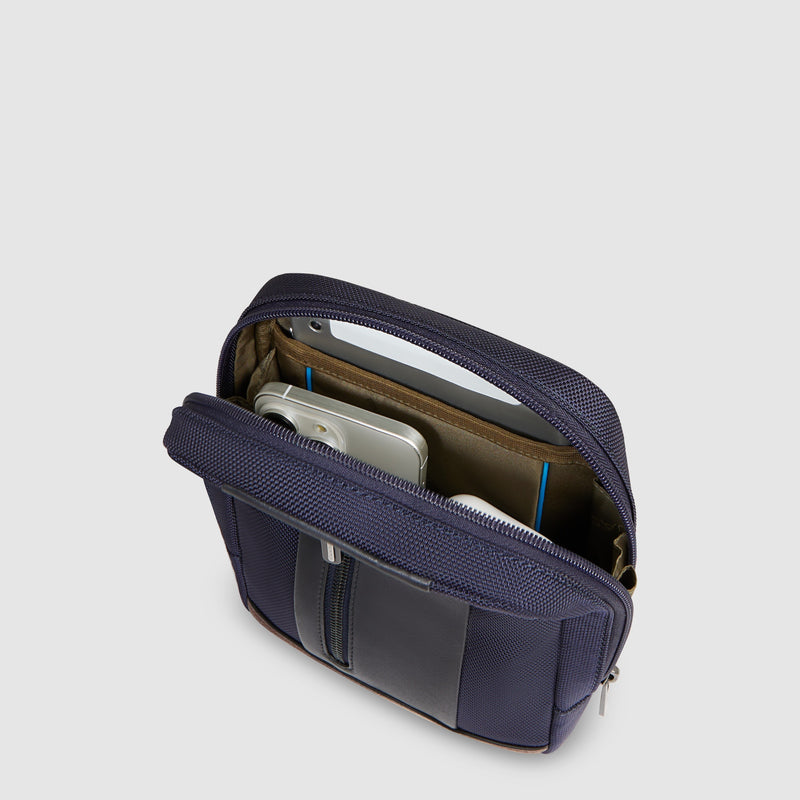Men's crossbody bag in recycled textile