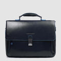 Expandable Leather Briefcase for 15.6" Laptop - Night blue