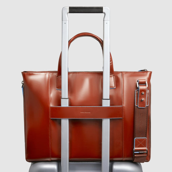 Expandable Leather Laptop Bag 15.6" Blue Square - 3