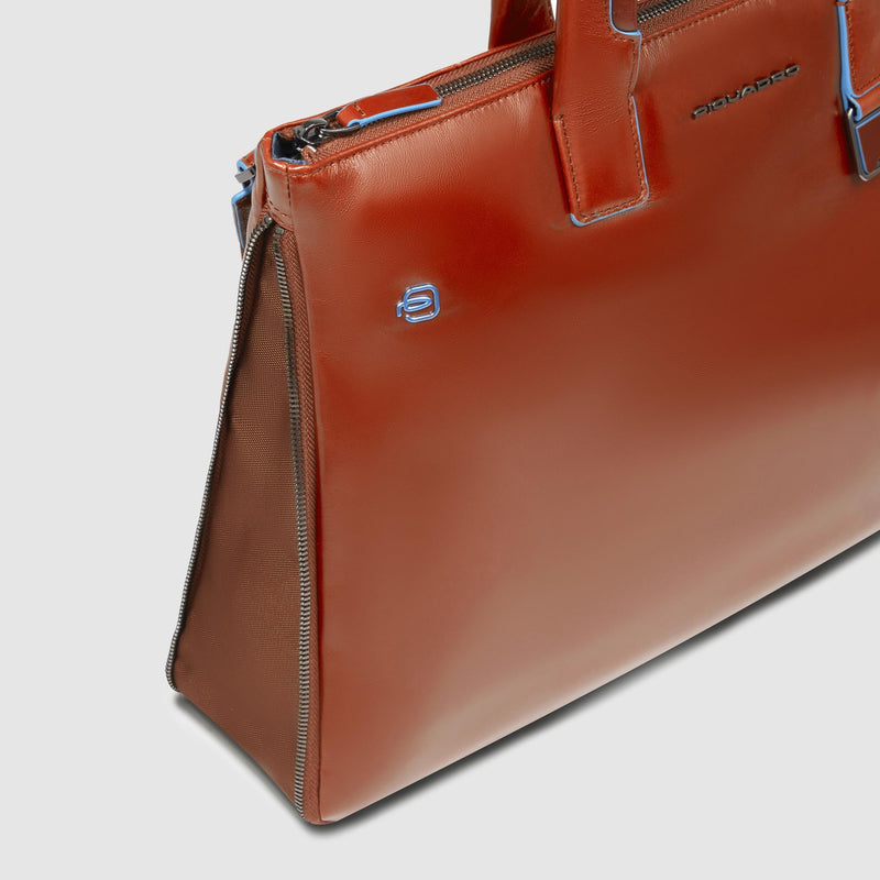 Expandable Leather Laptop Bag 15.6" Blue Square