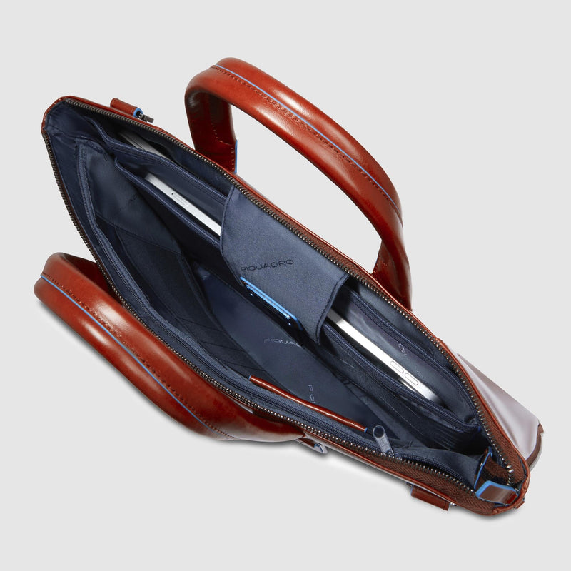 Expandable Leather Laptop Bag 15.6" Blue Square