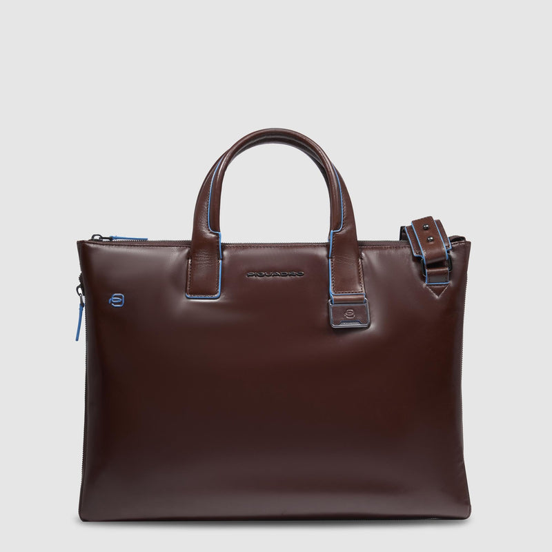Expandable Leather Laptop Bag 15.6" Blue Square