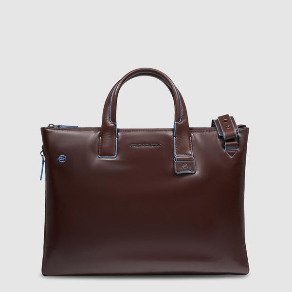 Expandable Leather Laptop Bag 15.6" Blue Square - 1