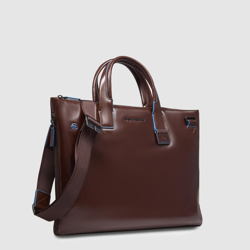 Expandable Leather Laptop Bag 15.6" Blue Square - Mahogany - photo 2
