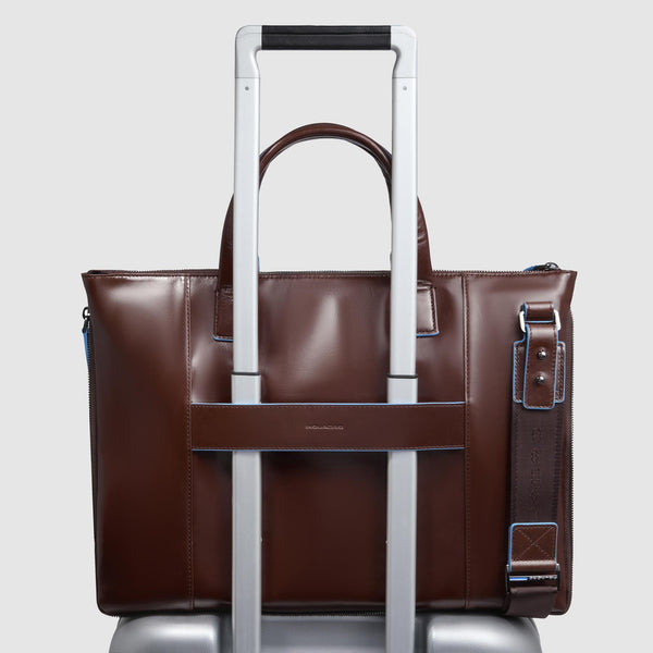 Expandable Leather Laptop Bag 15.6" Blue Square - 3