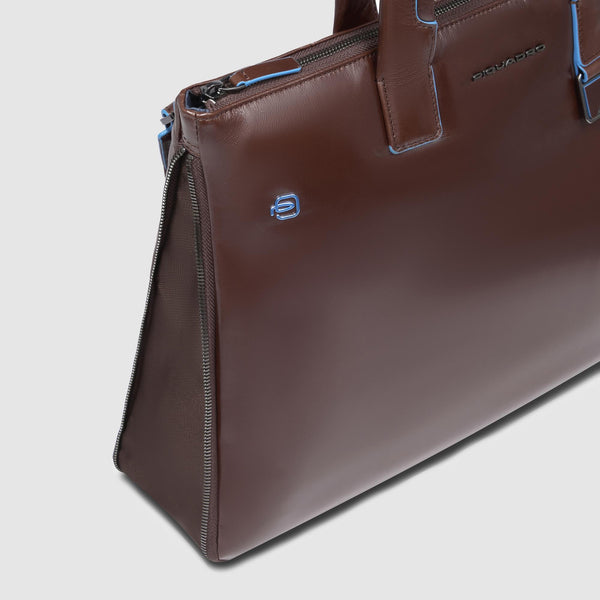 Expandable Leather Laptop Bag 15.6" Blue Square - 4