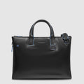 Expandable Leather Laptop Bag 15.6" Blue Square