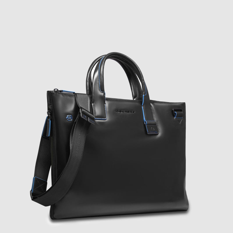 Expandable Leather Laptop Bag 15.6" Blue Square - Black - photo 2