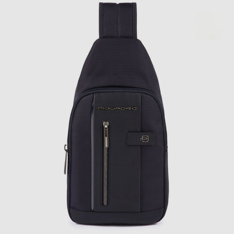 Piquadro Mono sling in recycled fabric with LED light