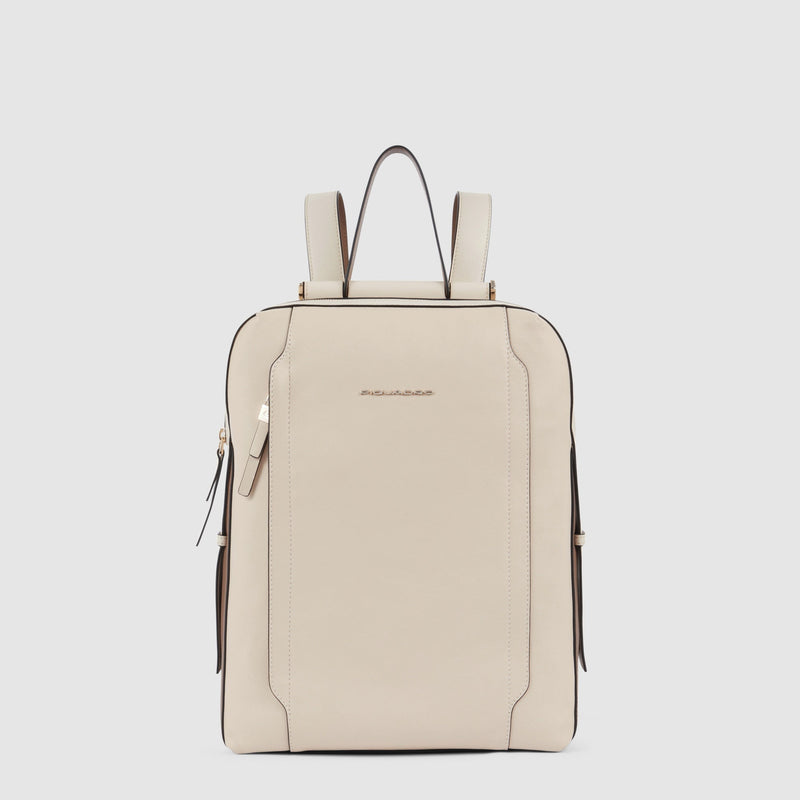 backpack with laptop and ipad compartment Computer backpack 14" with iPad® compartment - beige/leather