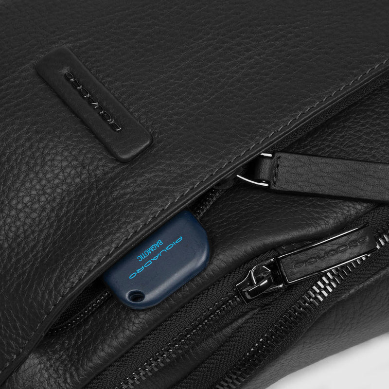 Monosling bag with RFID anti-fraud protection.