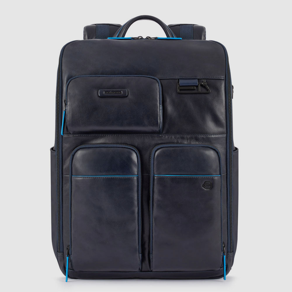 Computer backpack with bottle/umbrella pocket night blue