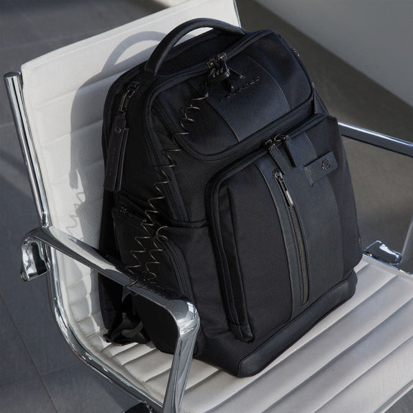 Laptoprucksack aus rezykliertem Stoff mit iPad®-Fa