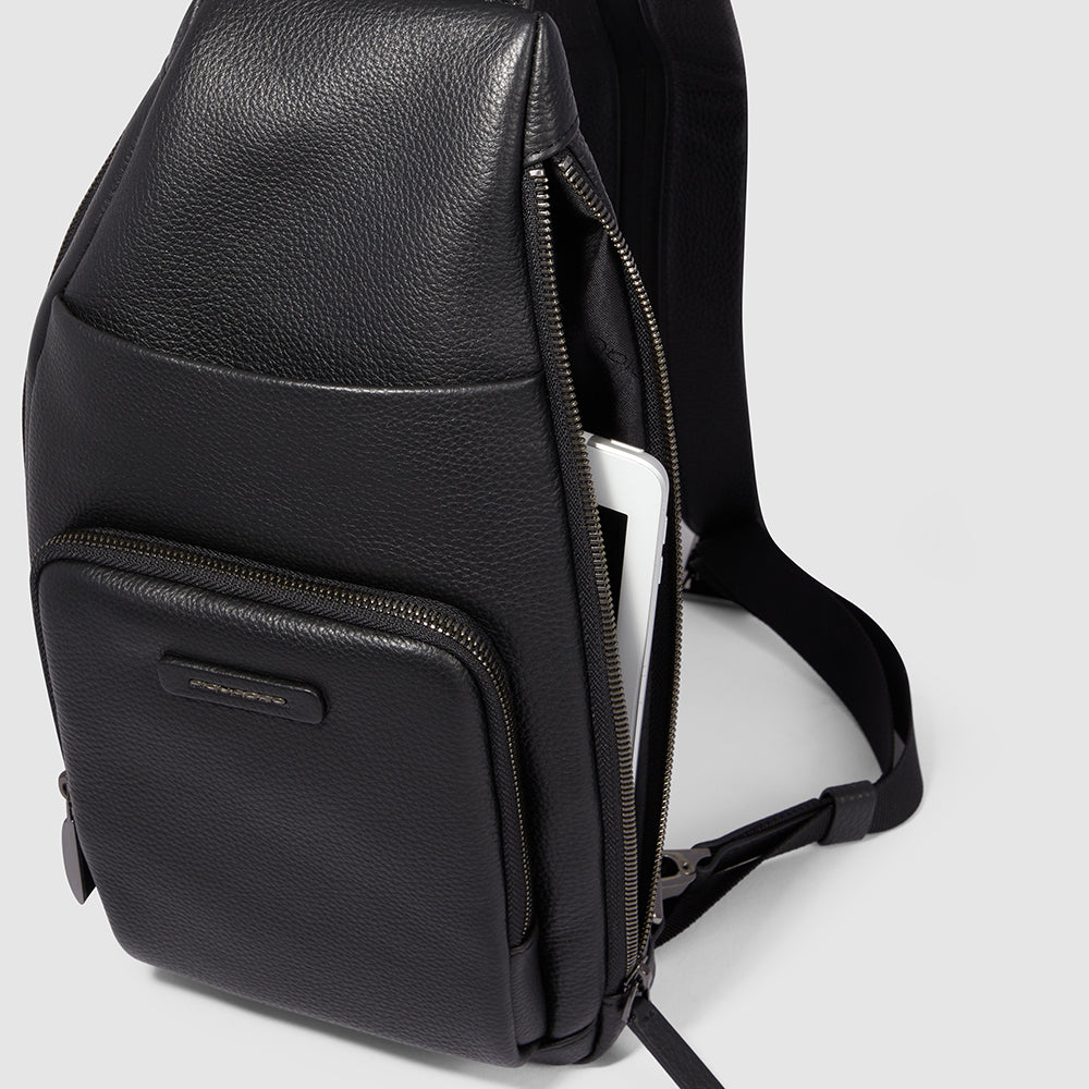 ipad mini being stored in a sling backpack Two-Compartment Leather Bag for iPad® - blue refund_fee:2000 This compact bag helps Back to School 12-Inch Color:Green Chart