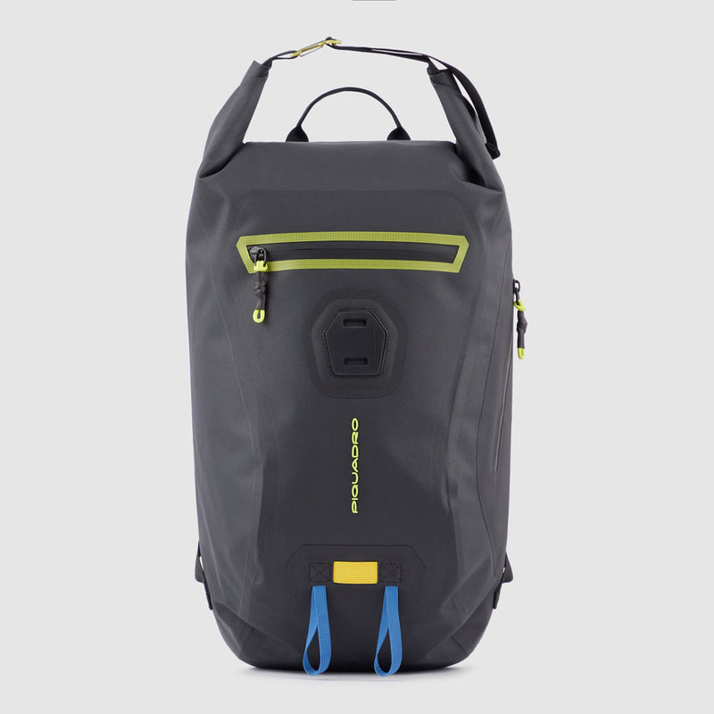 waterproof backpack with latch roll top,