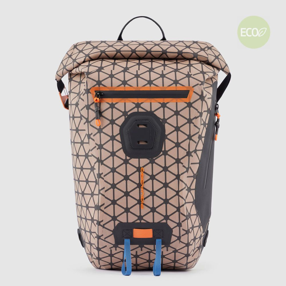 waterproof backpack with latch roll top,