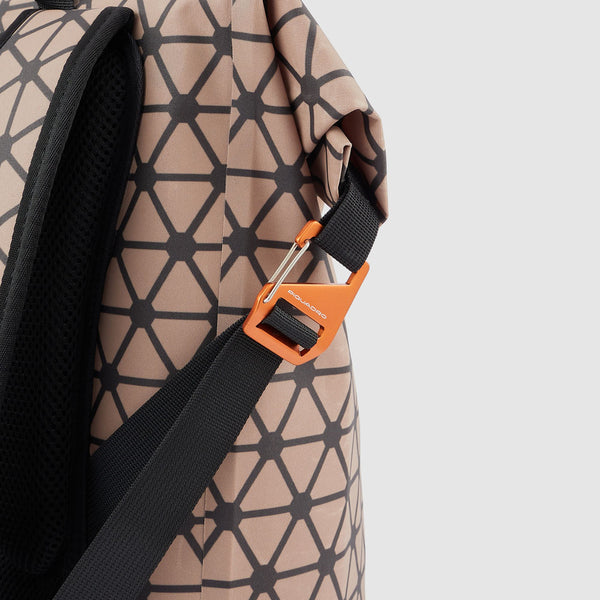 Watertight backpack with roll top fastening