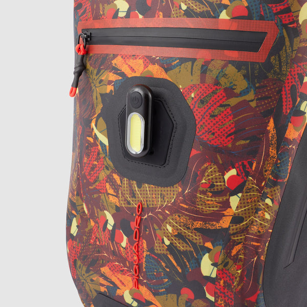 Watertight backpack with roll top fastening