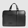 Leather Laptop Bag 15.6" with Trolley Strap - Black