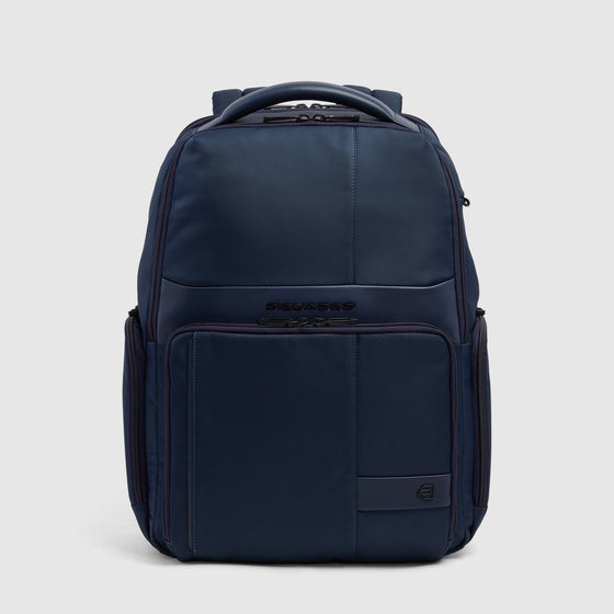 Expandable 15.6" Laptop Backpack in Fabric & Leather - Blue