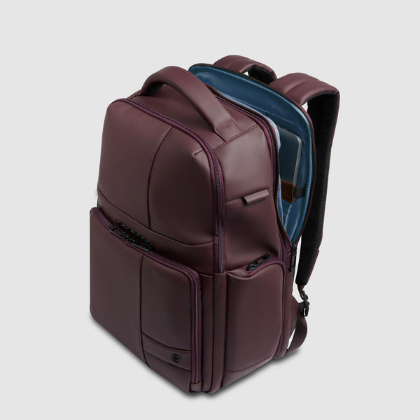Water resistant backpack with fast-check opening
