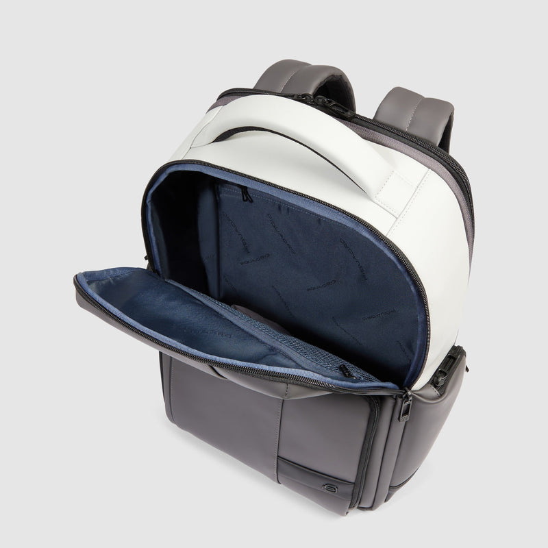 Water resistant backpack with fast-check opening