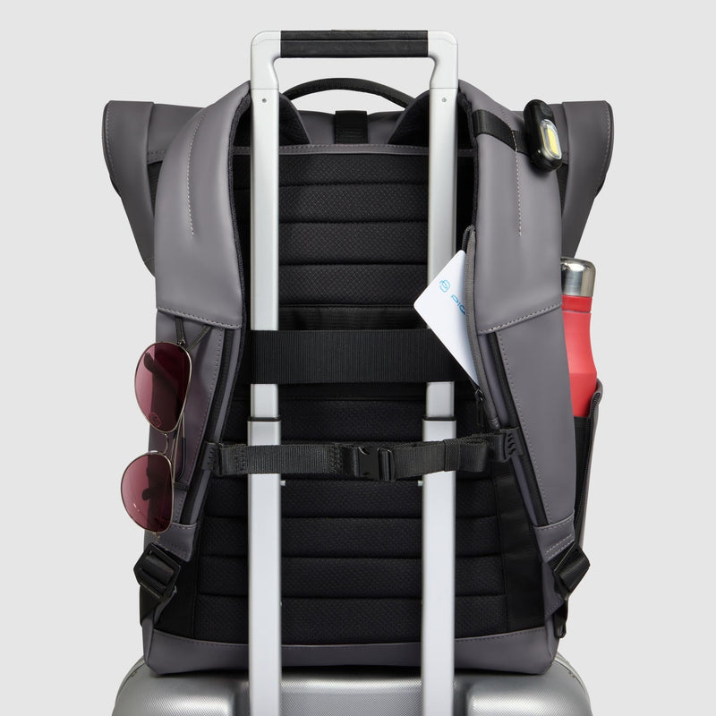 Water resistant roll top backpack for laptop 15,6