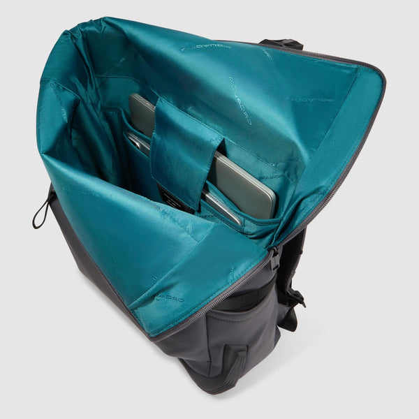 Water resistant roll top backpack for laptop 15,6