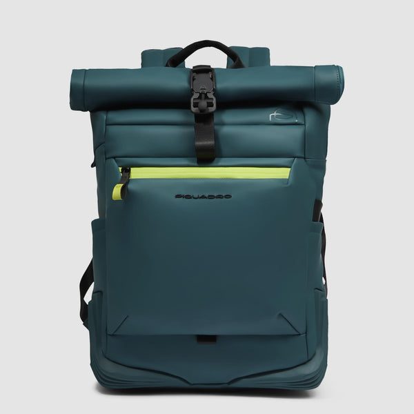 Water resistant roll top backpack for laptop 15,6