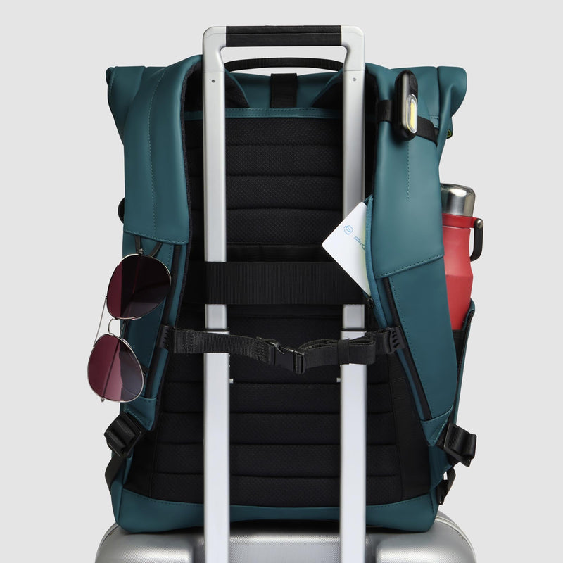 Water resistant roll top backpack for laptop 15,6