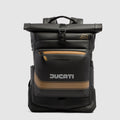 Mochila roll-top para notebook 15,6" Piquadro x Ducati - Preto/Dourado