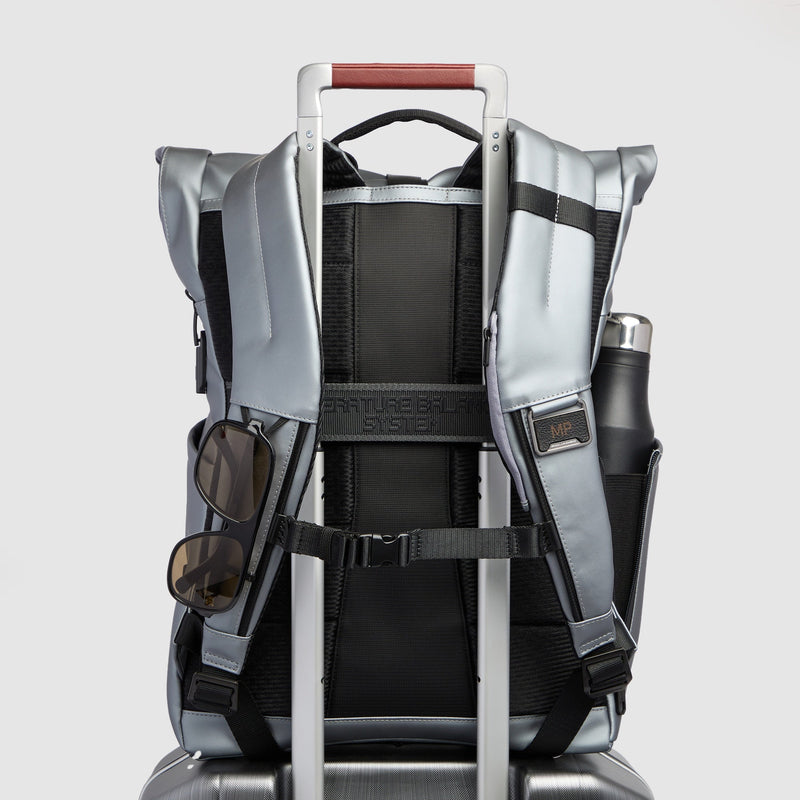 Water resistant roll top bike backpack