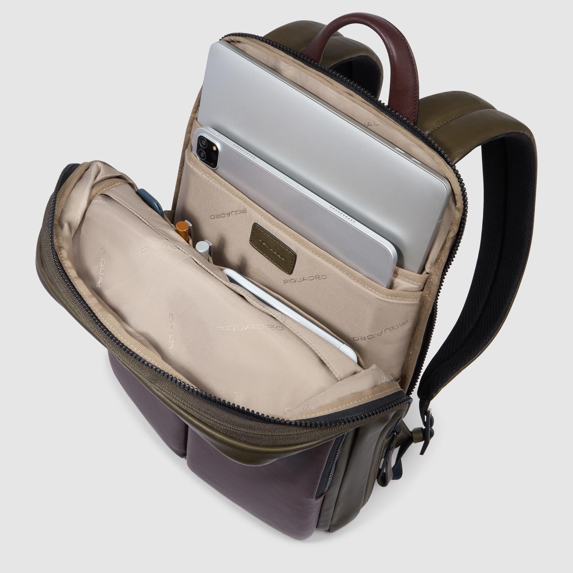Slim Expandable Leather Laptop Backpack 14
