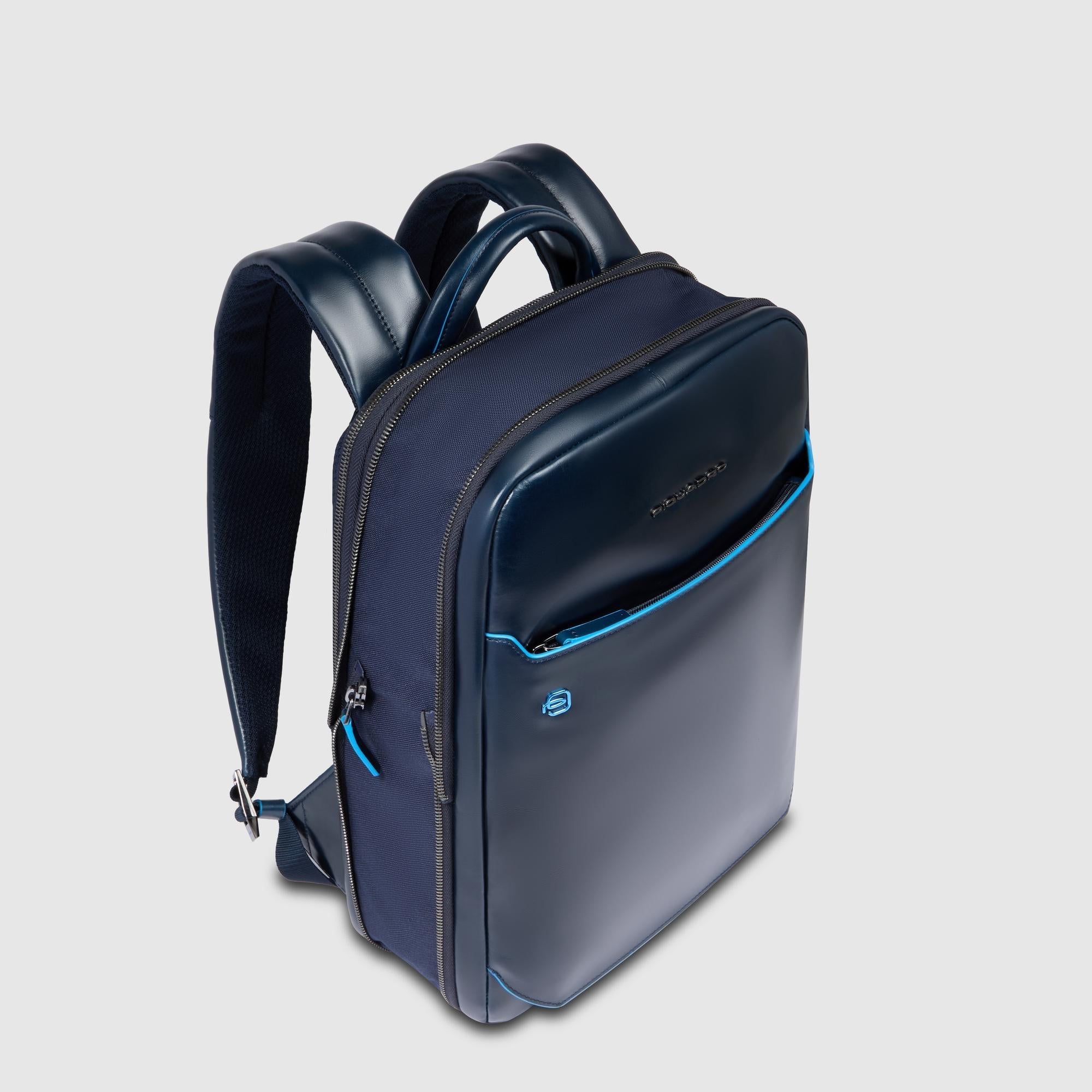 Expandable Leather Laptop Backpack 14-inch - night blue