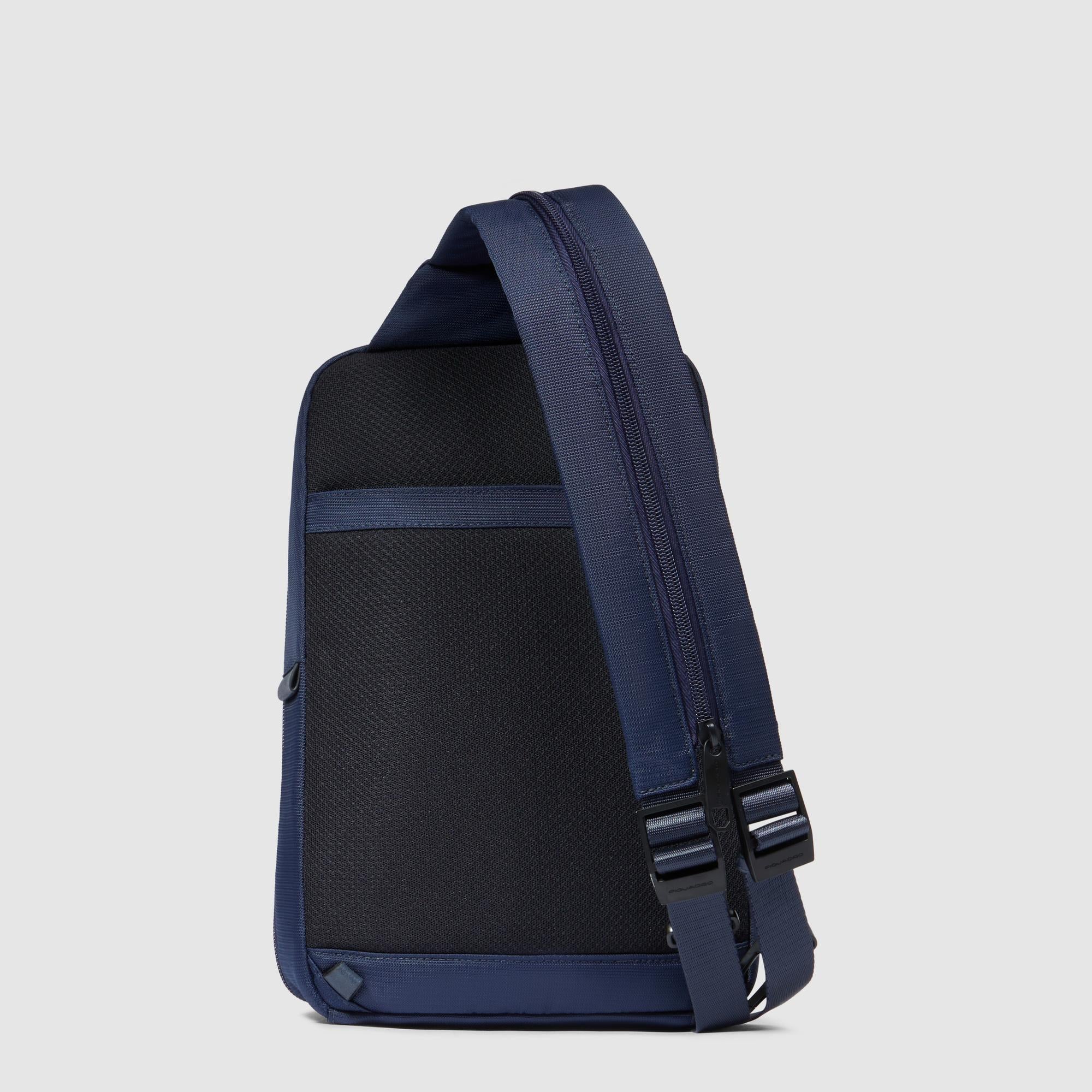 Sling bag in recycled fabric blue