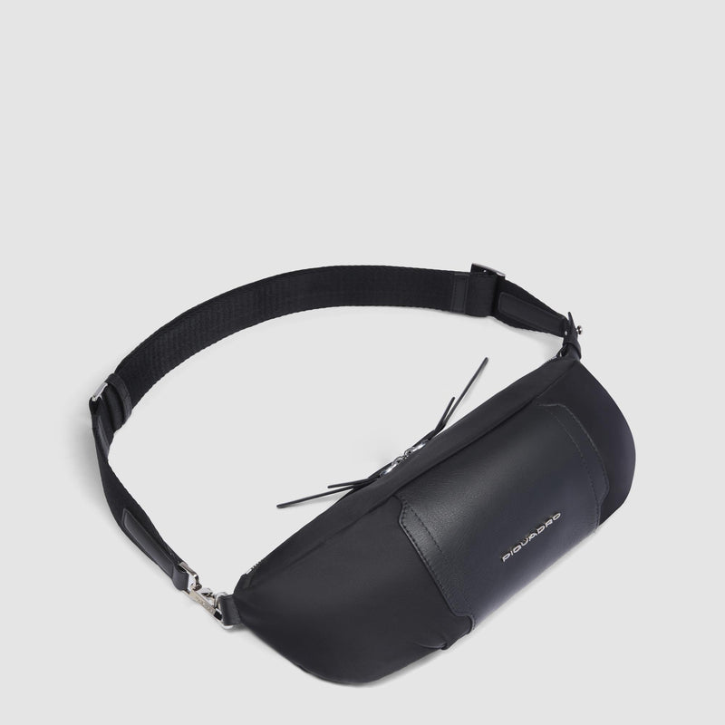 Women's bum bag in recycled fabric and leather