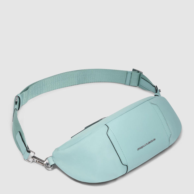 Women's bum bag in recycled fabric and leather