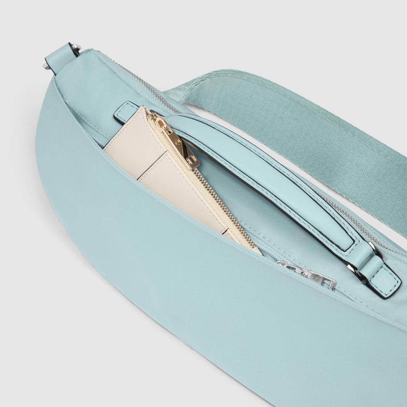 Women's bum bag in recycled fabric and leather